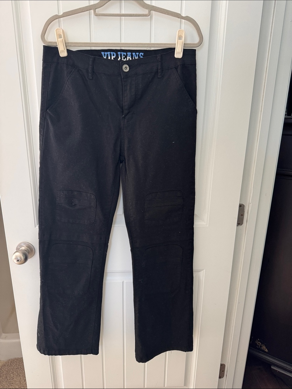 VIP Jeans Black Pants with Blue Logo Detail
